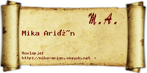 Mika Arián névjegykártya